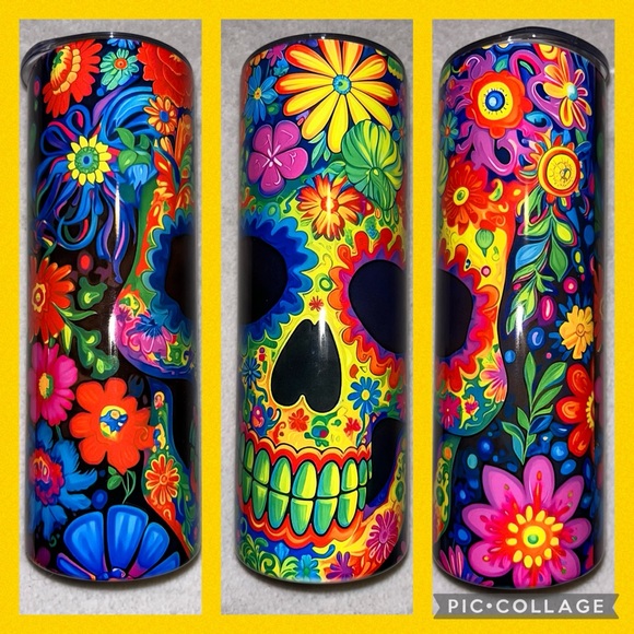 20oz Neon Skull Tumbler - Picture 1 of 1